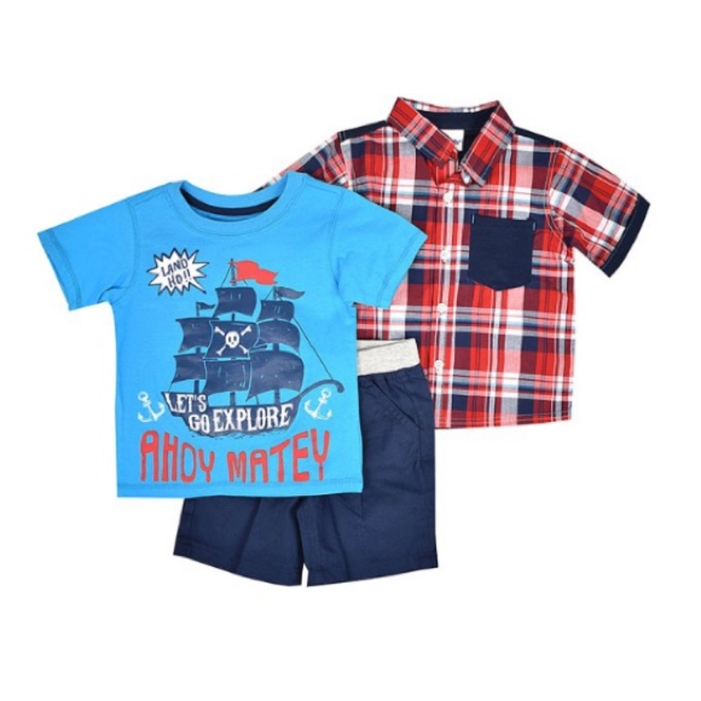 Boy’s 18m Navy & Red “Ahoy Matey” Tee & Shorts Set Baby Boys 18 Months